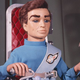 Scott Tracy, pilot of Thunderbird 1, at the controls of his rocket ship.